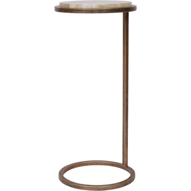 Belgrave Onyx Side Table – 59 cm, Stone Top with Metal Base