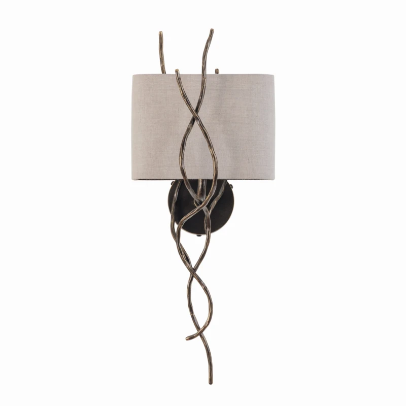 Set of 2 Ember Wall Lights with Shades – 67 cm Iron Frame and Linen Shades