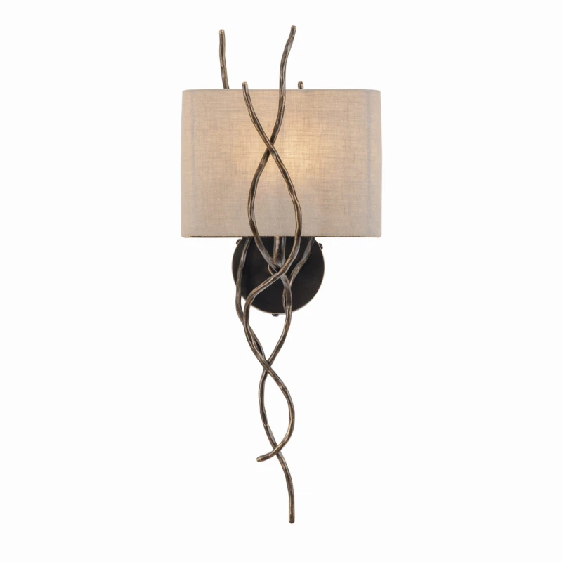 Set of 2 Ember Wall Lights with Shades – 67 cm Iron Frame and Linen Shades