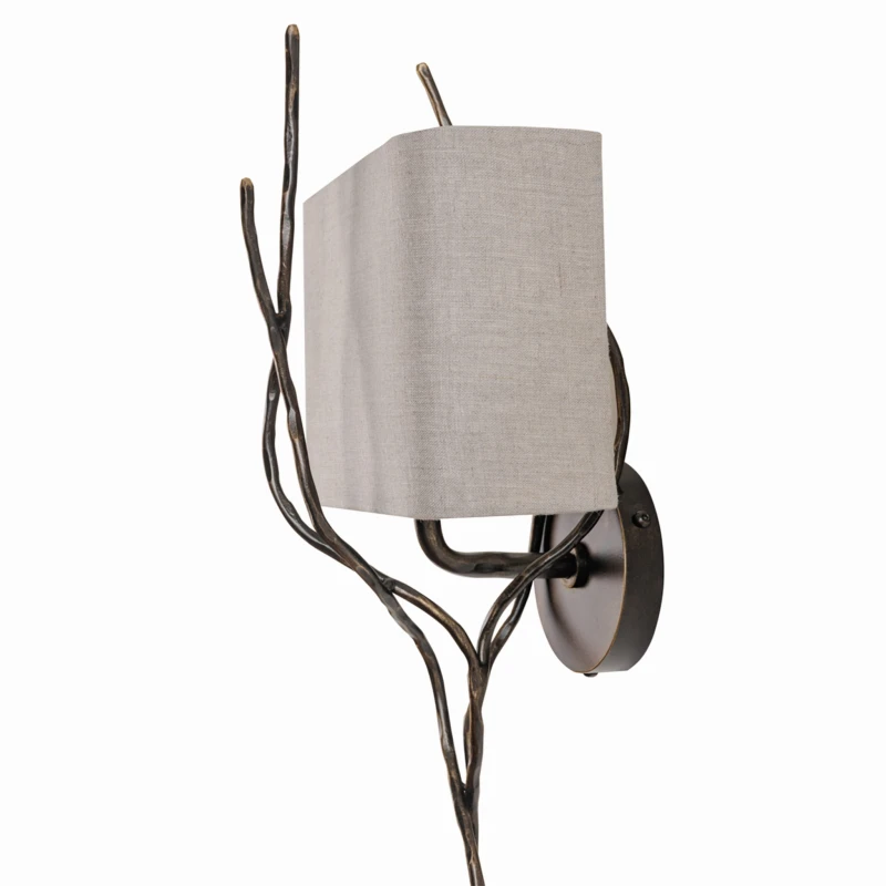 Set of 2 Ember Wall Lights with Shades – 67 cm Iron Frame and Linen Shades