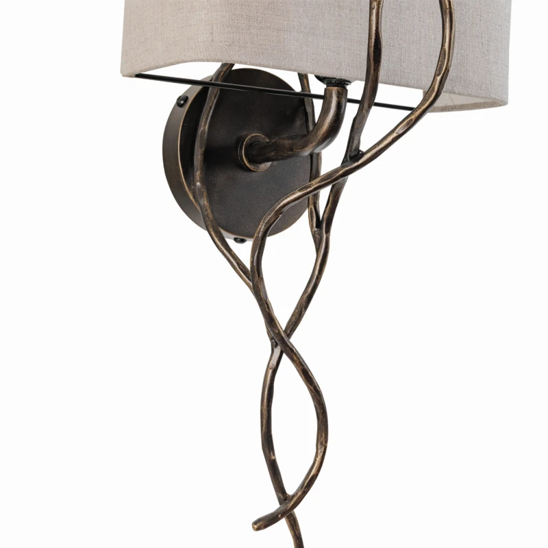 Set of 2 Ember Wall Lights with Shades – 67 cm Iron Frame and Linen Shades