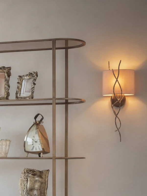 Set of 2 Ember Wall Lights with Shades – 67 cm Iron Frame and Linen Shades