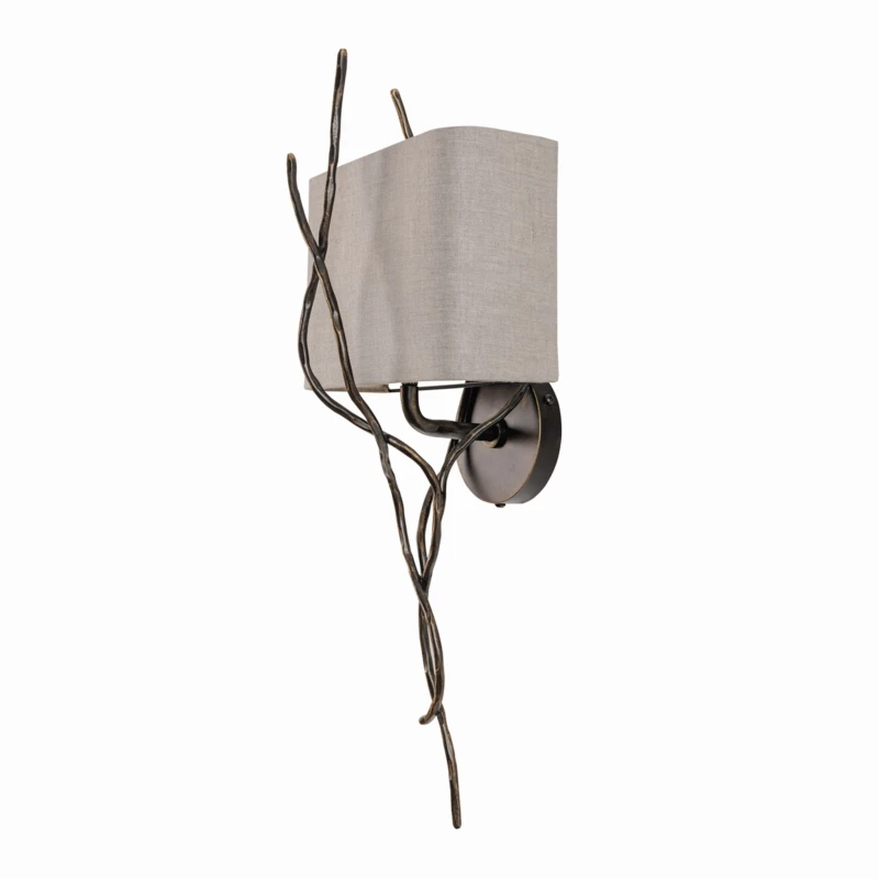 Set of 2 Ember Wall Lights with Shades – 67 cm Iron Frame and Linen Shades
