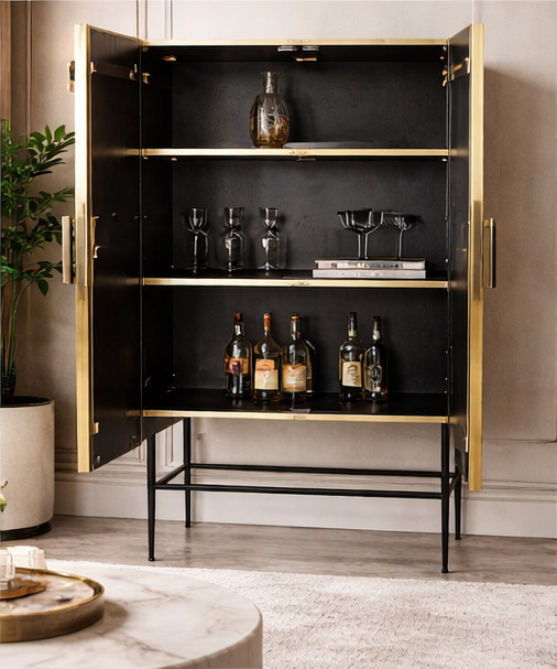 Antique Brass Bar Cabinet 151 cm – Gold Finish on Brass Base