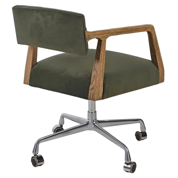 Bremner Green Velvet Upholstered Office Chair with Wooden Frame