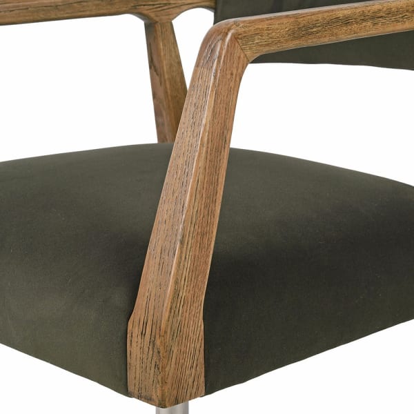 Bremner Green Velvet Upholstered Office Chair with Wooden Frame
