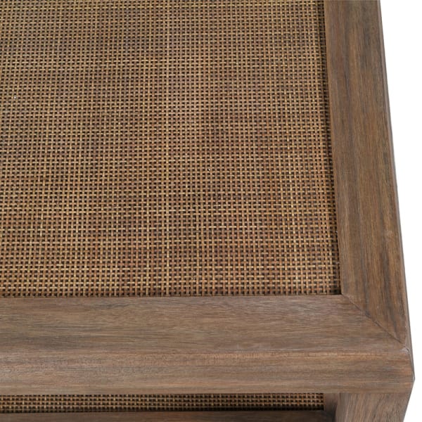 Bayur wood coffee table with rattan shelf for a modern living room
