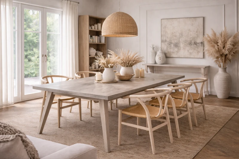 Fir Wooden Dining Table – 220 x 120 cm Light Fir Finish