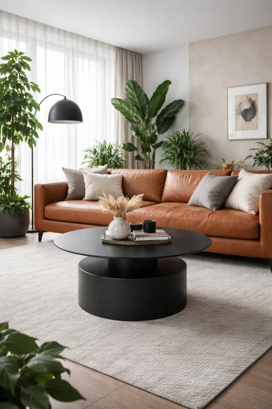 Ayes Black Round Coffee Table 80 cm black metal
