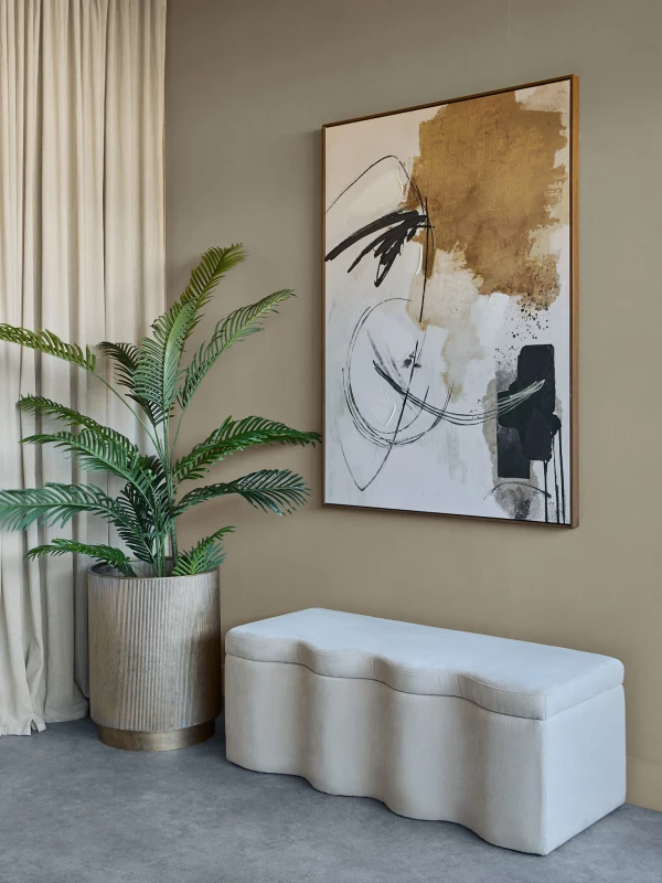 Marylebone cream velvet storage bench, 120 cm wide. An elegant upholstered bench with hidden storage, perfect for bedrooms, hallways and living spaces.