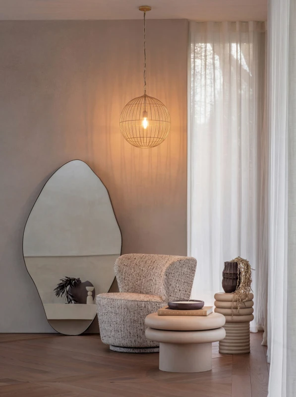 Mira Globe 40 cm gold metal pendant ceiling light, designer lighting for modern interiors