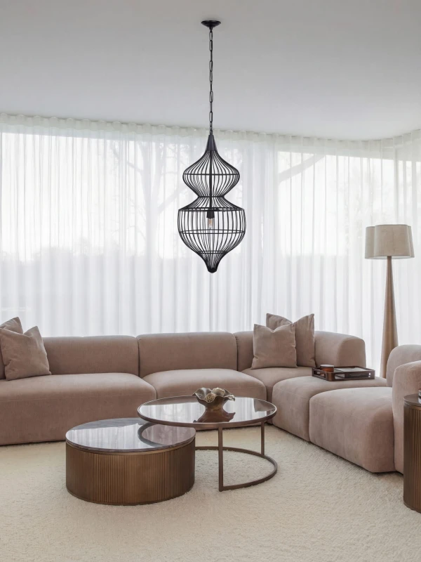 Mira Hourglass 89 cm Black Metal Pendant Ceiling Light