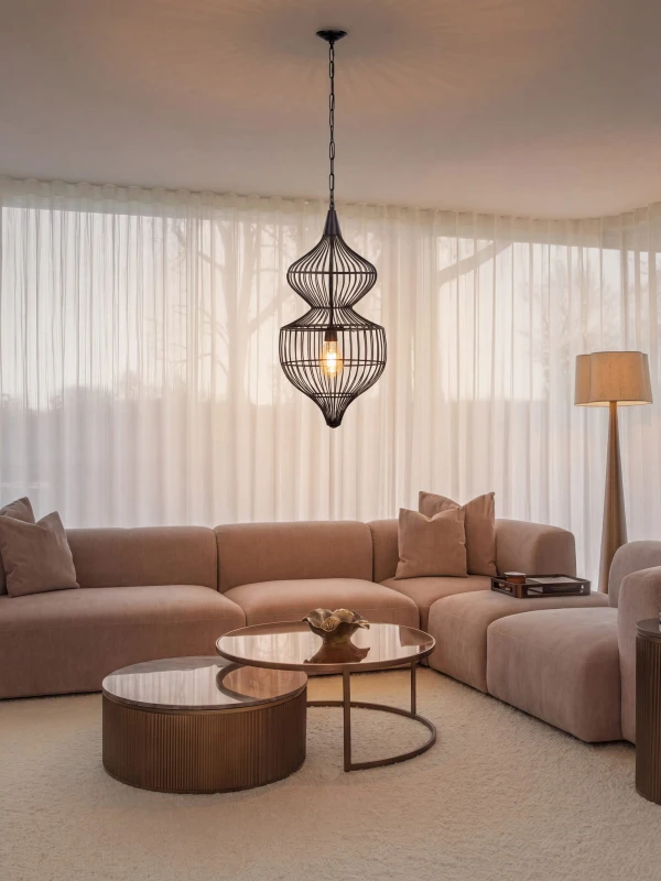 Mira Hourglass 89 cm Black Metal Pendant Ceiling Light