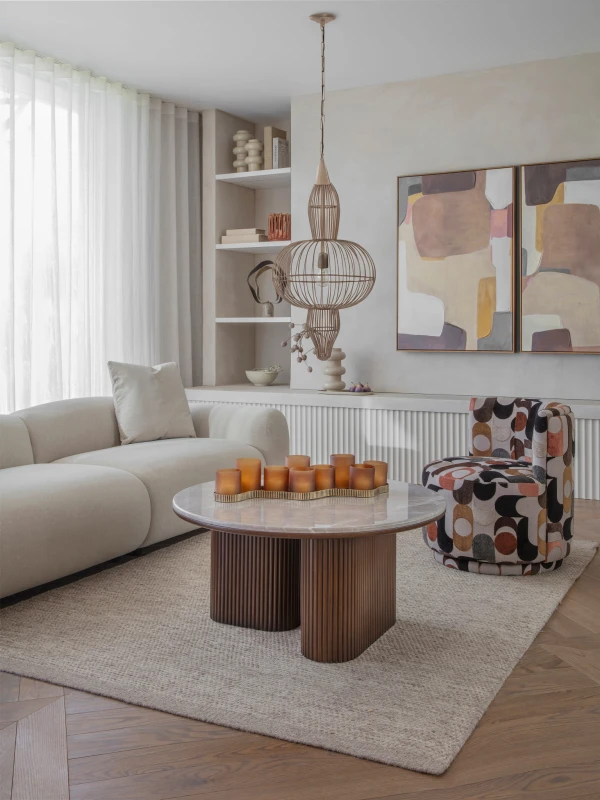 Mira Orbit 75 cm gold metal pendant ceiling light, designer lighting for living rooms, dining areas and modern interiors