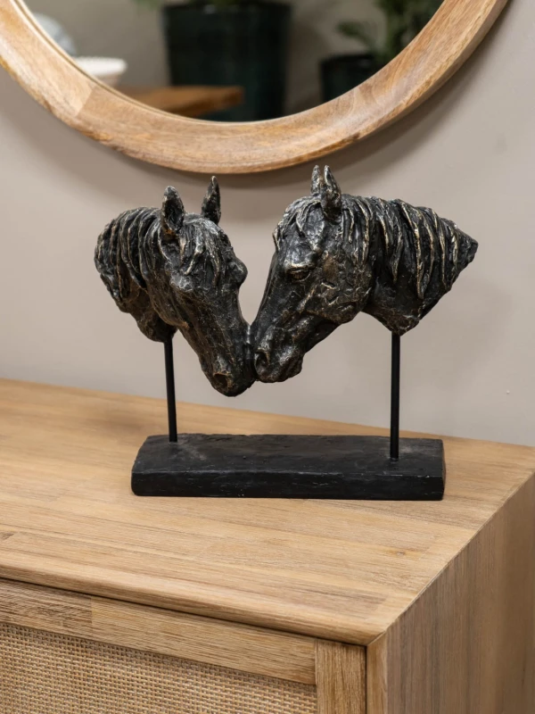Chelsea Two Horses Sculpture – Bronze Finish, 30 cm