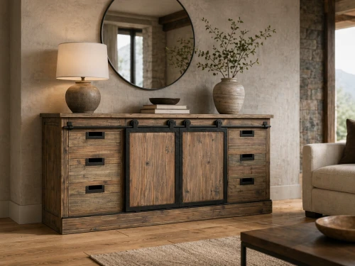 Wooden sideboard buffet cabinet 180 cm Reclaimed pine