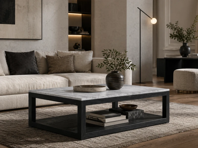 Sloane Marble Coffee Table with 120x80 cm White Marble Top