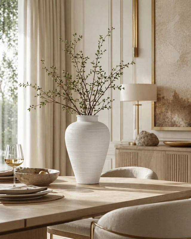 Simple White Decorative Polyresin Urn, 54 cm