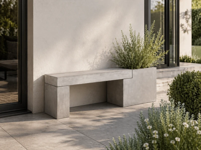 Concrete Garden Bench with Planter – 150 cm