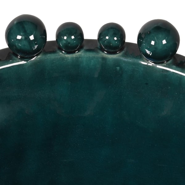 Bubble Teal Ceramic Decorative Bowl, 38 cm, with Sculptural Beaded Rim
