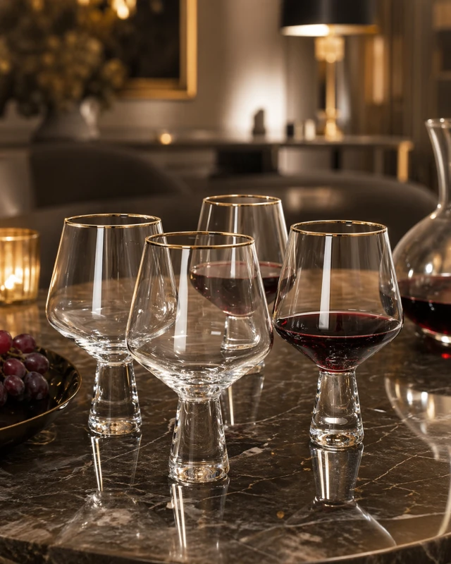 Camden Wine Glasses with Gold Detailing – Set of Eight