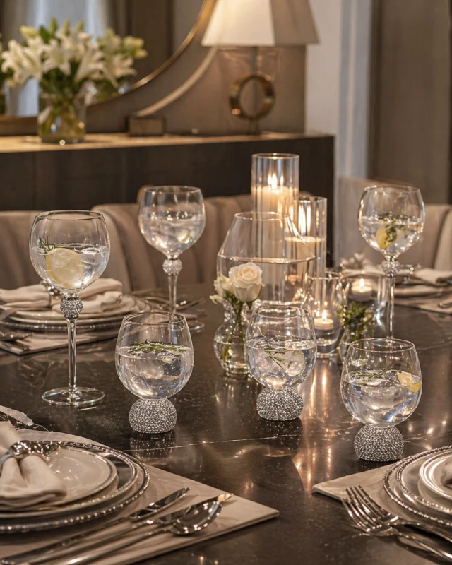 Boscobel Silver Diamante Goblets – Set of Eight