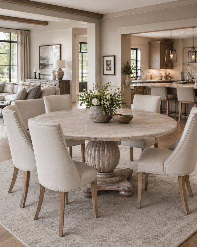 Imperium Round Dining Table, 152 cm, Single-Leg, Acacia Wood