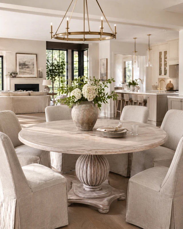 Imperium Round Dining Table, 152 cm, Single-Leg, Acacia Wood