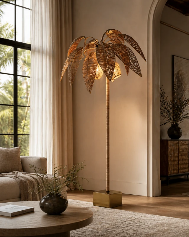 Palm Gold Floor Lamp – 218 cm Designer Statement Lamp