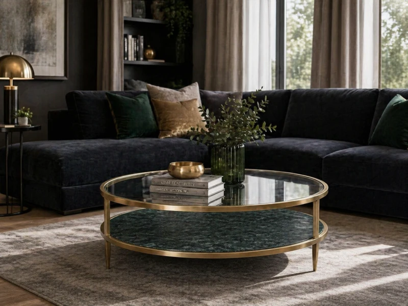 Round Savile Marble Round Coffee Table 100 cm green marble shelf glass top steel frame