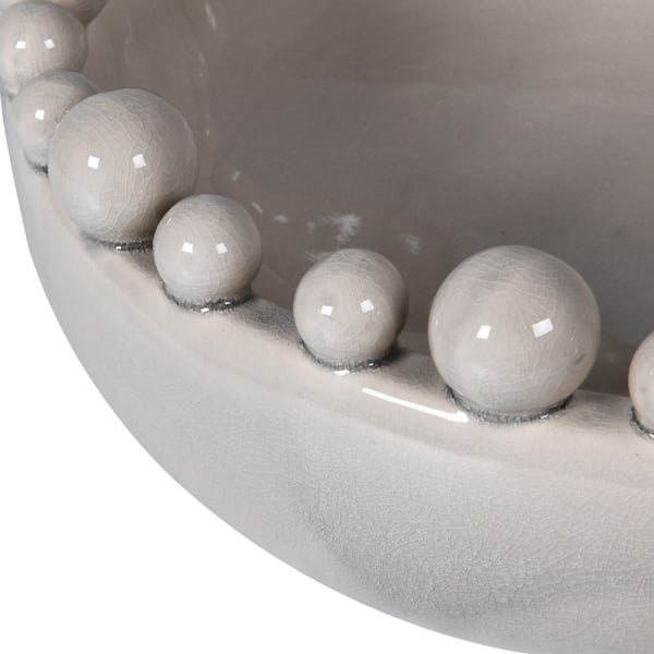 Cream handmade ceramic decorative bowl 38 cm for coffee table or dining table