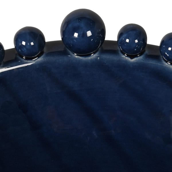 Blue handmade ceramic decorative bowl 38 cm for coffee table or dining table