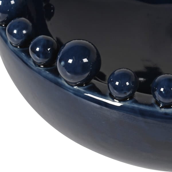 Bubble Blue Ceramic Centrepiece Bowl with Beaded Rim, 38 cm