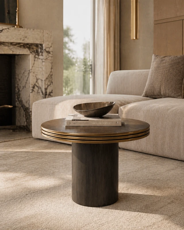 Hexa Round Coffee Table with Gold Top – 60cm