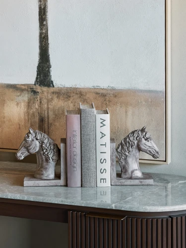 Farmhouse Horse Bookends, 19 cm – Stone-Effect Resin
