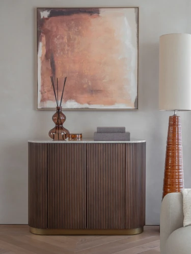 Bremner Two-Door Chest with Marble Top and Wooden Base, 110 cm