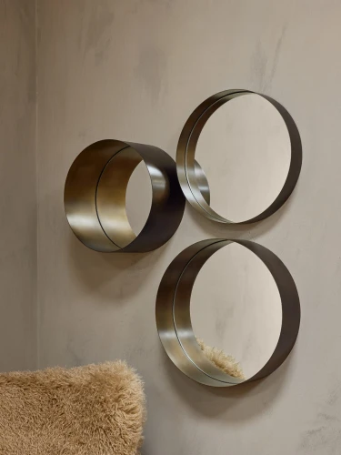 Camden Round Mirror Set of Three – 50 cm with Gold Iron Frames