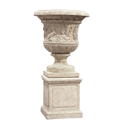 Romano Stone-Effect Outdoor Urn Planter on Plinth 186 cm