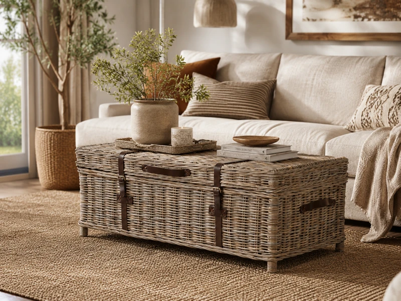 Rattan Taba Coffee Table – Rattan Trunk Coffee Table with Storage