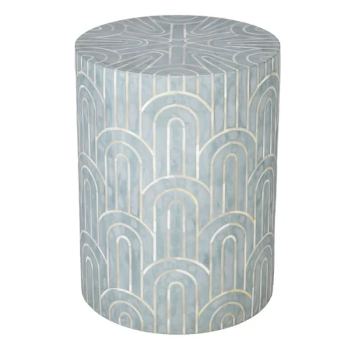 Kinnerton Grey Bone Inlay Side Table 48 cm – Geometric Mango Wood