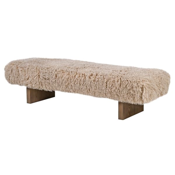 Lyall Fluffy Faux Sheepskin Bench 170 cm