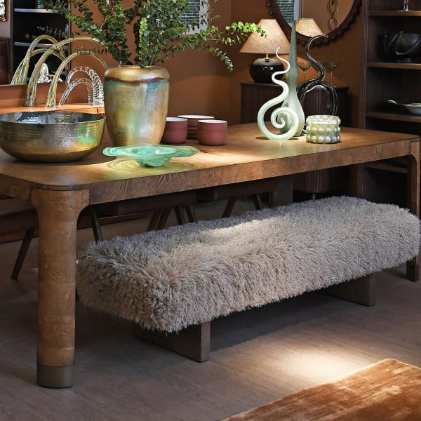 Lyall Fluffy Faux Sheepskin Bench 170 cm