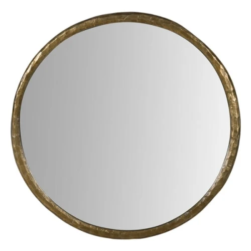 Aurelia Round Antique Brass Mirror 116 cm