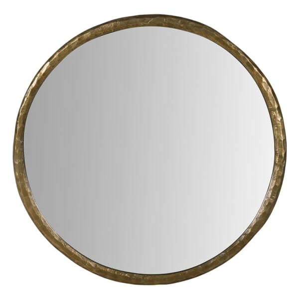 Aurelia Round Antique Brass Mirror 116 cm