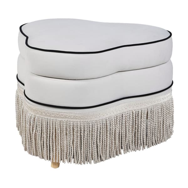 Maldon White fringed footstool 61.5cm