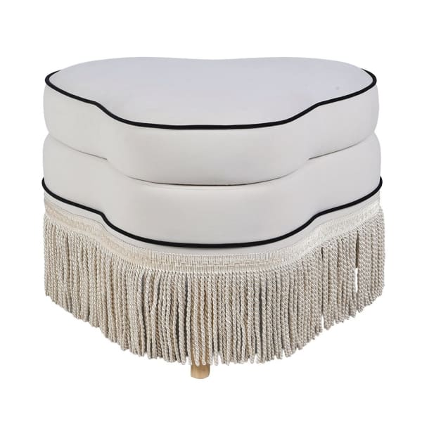 Maldon White fringed footstool 61.5cm
