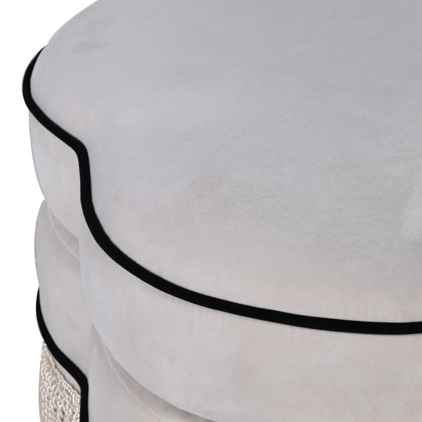 Maldon White upholstered footstool with black piping