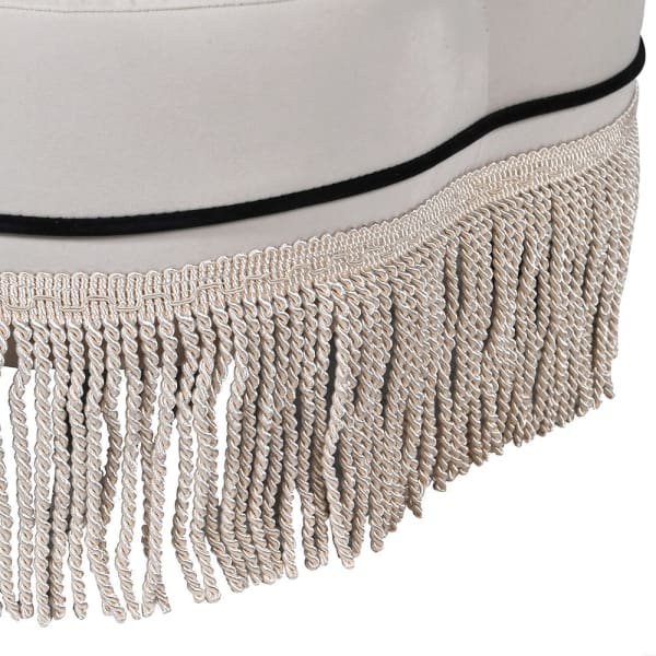 Maldon White upholstered footstool with black piping