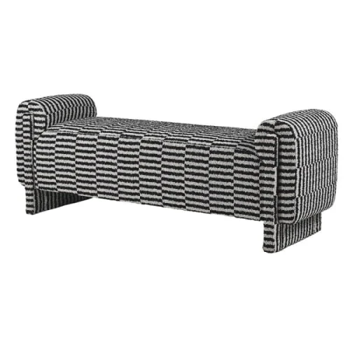 Designer Amalfi Black and White Striped Upholstered Bench 155 cm