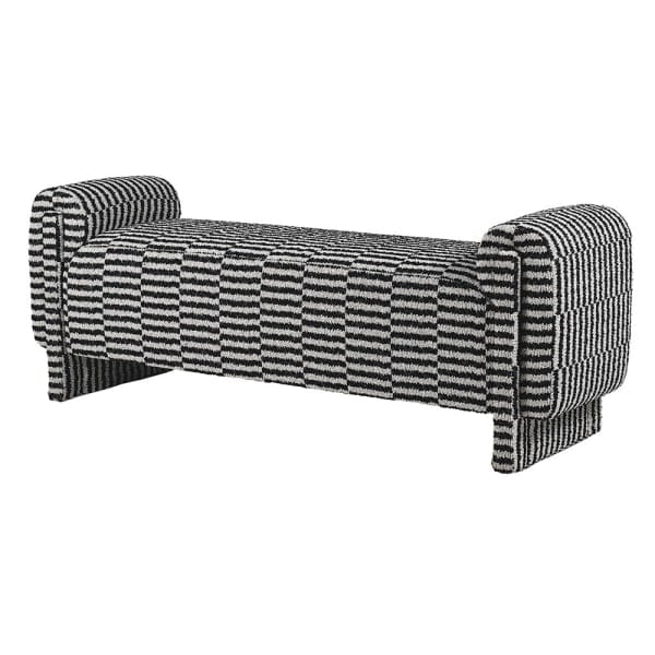 Designer Amalfi Black and White Striped Upholstered Bench 155 cm